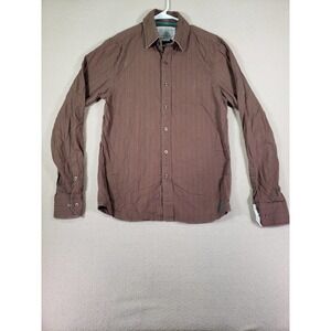 Fossil Shirt Mens Small Cotton Blend Button Up Lightweight Collared Brown